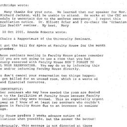 Correspondence, 2001-10-31....