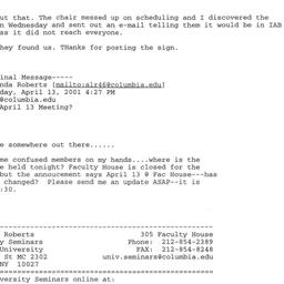 Correspondence, 2001-04-13....