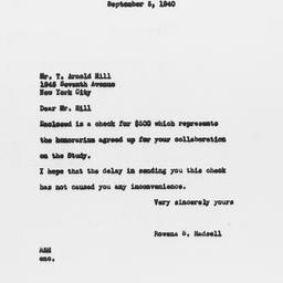 Letter from Rowena S. Hadse...