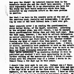 Letter from Arthur Raper to...