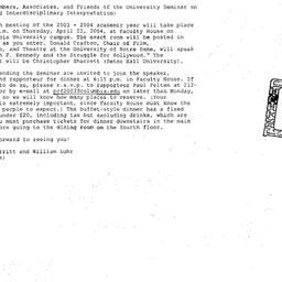 Announcements, 2004-04-22. ...