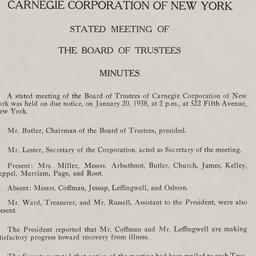 Board Meeting, 1/20/1938