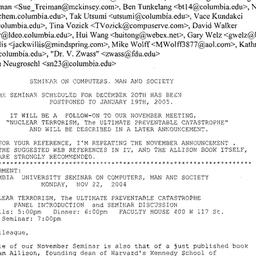 Announcements, 2005-01-19. ...