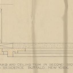 Second floor hall beam, tri...