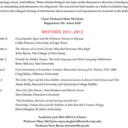 Schedules, Irish Studies, s...