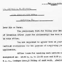 Letter from Paul W. Kear ac...