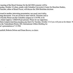 Announcements, 2004-10-14. ...
