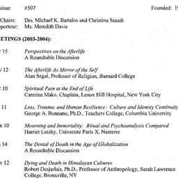 Schedules, Death, seminar 5...
