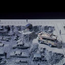 Model, aerial view of sunke...