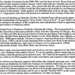 Announcements, 2000-10-19. ...