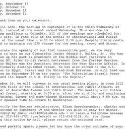 Announcements, 2001-09-19. ...