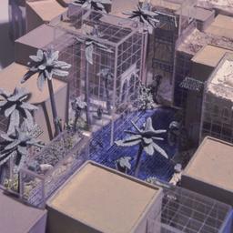 Model, aerial view, detail.