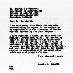 Letter from Rowena S. Hadse...
