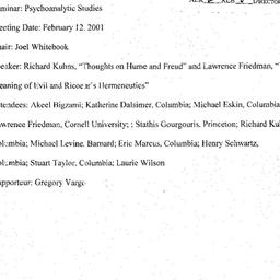 Minutes, 2001-02-12. Psycho...