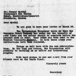 Letter from Robert M. Leste...