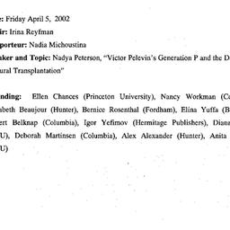 Minutes, 2002-04-05. Slavic...