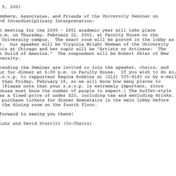 Announcements, 2001-02-22. ...