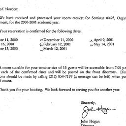 Correspondence, 2001-05-22....