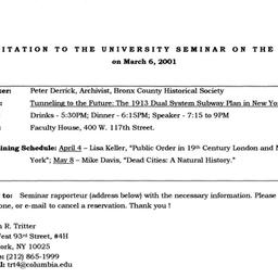 Announcements, 2001-03-06. ...