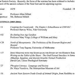 Schedules, Ancient Near Eas...