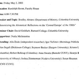 Minutes, 2003-05-02. Slavic...