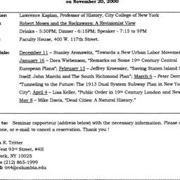 Announcements, 2000-11-20. ...