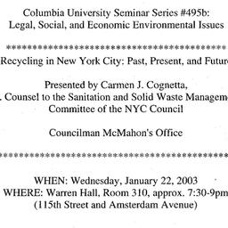 Announcements, 2003-01-22. ...