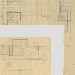 Three plans, elevation with...