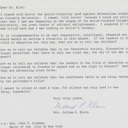Letter from Mrs. Julian Kle...