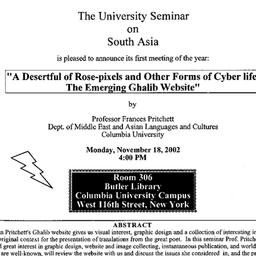 Announcements, 2002-11-18. ...