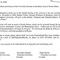 Announcements, 2004-11-04. ...