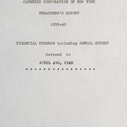 Treasurer's Report, 193...