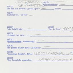 Western questionnaire, answ...