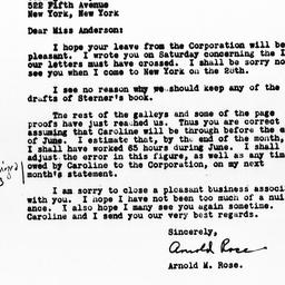 Letter from Arnold M. Rose ...