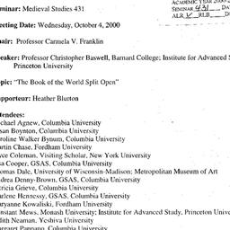 Minutes, 2000-10-04. Mediev...