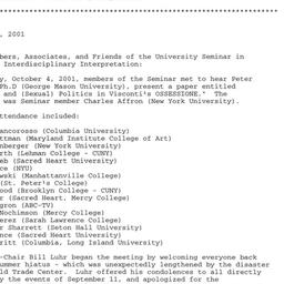 Minutes, 2001-10-04. Cinema...