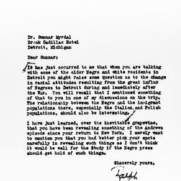 Letter from Ralph J. Bunche...