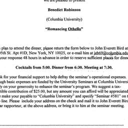 Announcements, 2001-11-09. ...