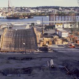 Construction view, rebar fo...