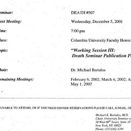 Announcements, 2001-12-05. ...