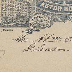 Astor House. Envelope