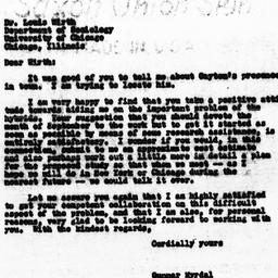 Letter from Gunnar Myrdal t...