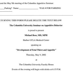 Announcements, 2002-05-09. ...