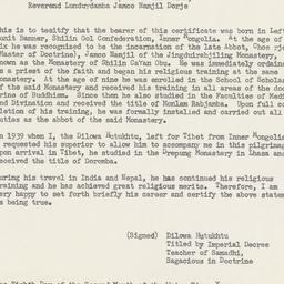 Letter of attestation from ...
