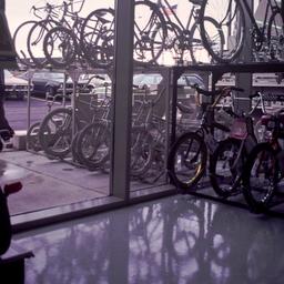 Inside/outside bicyle display.