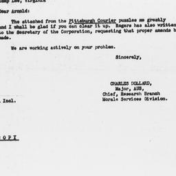 Letter from Charles Dollard...