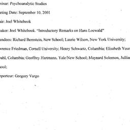 Minutes, 2001-09-10. Psycho...