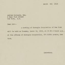 Board Meeting, 3/12/1918