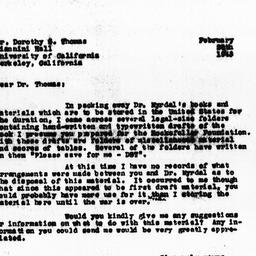 Letter from Gunnar Myrdal t...