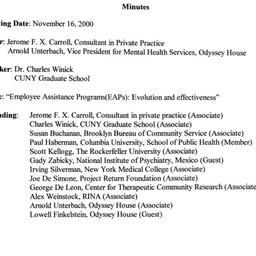 Minutes, 2000-11-16. Drugs ...